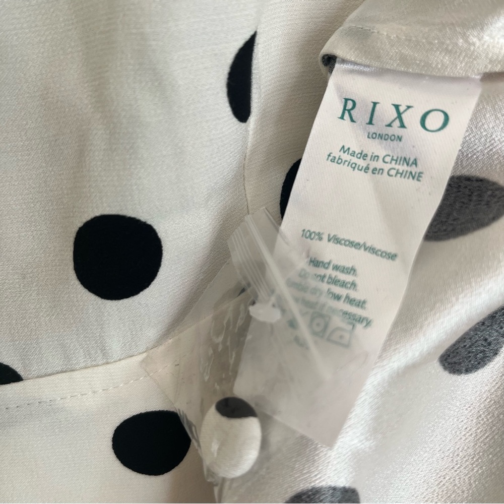 RIXO London White Black Polka Dot Mini Dress Retro Medium - Picture 6 of 10